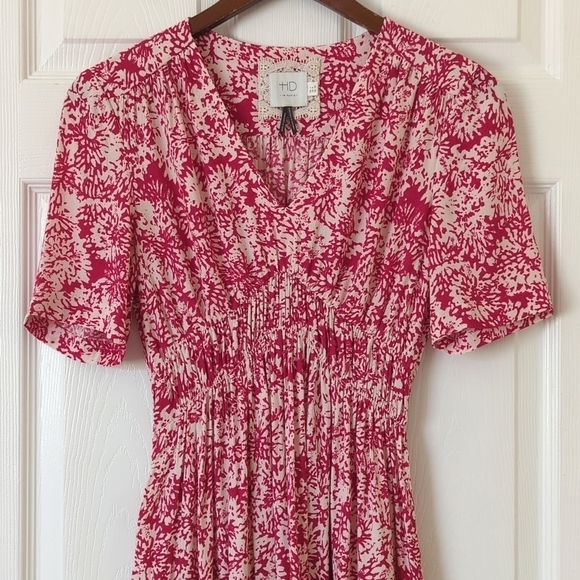 HD in Paris Anthropologie Archipelago Abstract Short Sleeve Mini Dress Pink 0 - Picture 2 of 13